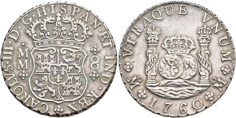 CARLOS III. 8 reales. 1760. México. MM. AR 27,09 g. 37,8 mm. VI-916. EBC-.