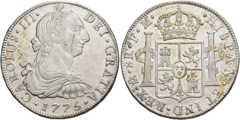 CARLOS III. 8 reales. 1775. México. FM. AR 26,74 g. 38,1 mm. VI-936. Raya en anv...