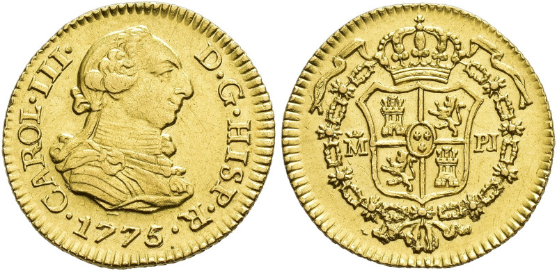 CARLOS III. 1/2 escudo. 1775. Madrid. PJ. AU 1,8 g. 15,2 mm. VI-1056. EBC.