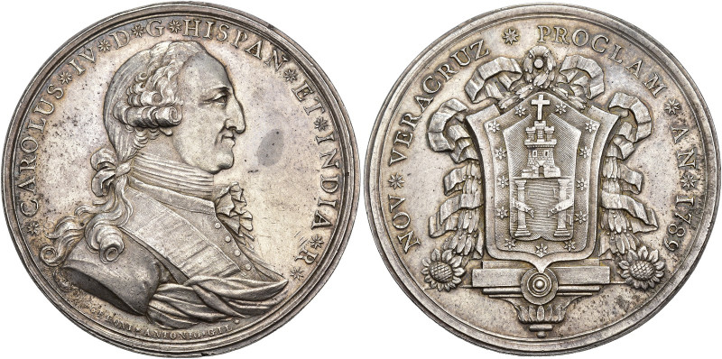 CARLOS IV. Medalla de proclamación en Veracruz. 1789. Grabador: GIL. AR 28,27 g....