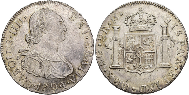 CARLOS IV. 2 reales. 1794. Nueva Guatemala. M. AR 6,74 g. 26,5 mm. VI-453. B.O. ...