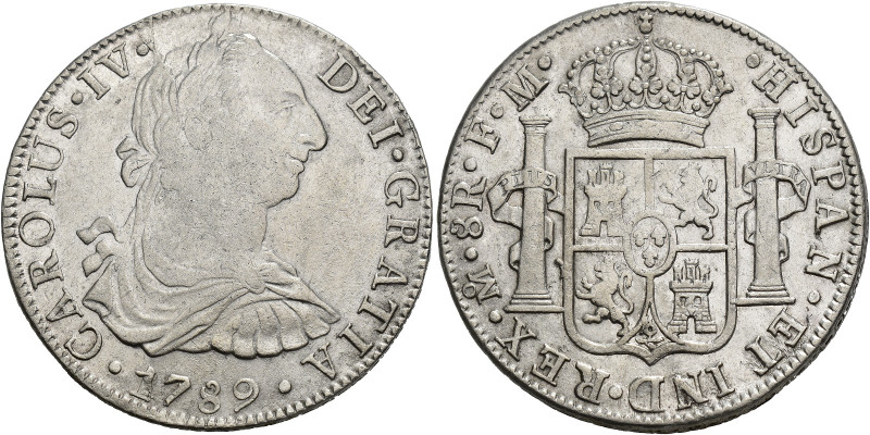 CARLOS IV. 8 reales. 1789. México. FM. AR 26,77 g. 38,5 mm. VI-784. Rebaba en an...