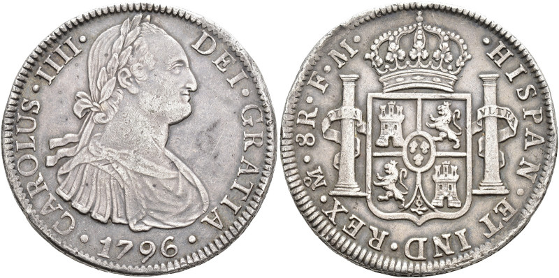 CARLOS IV. 8 reales. 1796. México. FM. AR 26,92 g. 40,1 mm. VI-792. Golpecitos e...