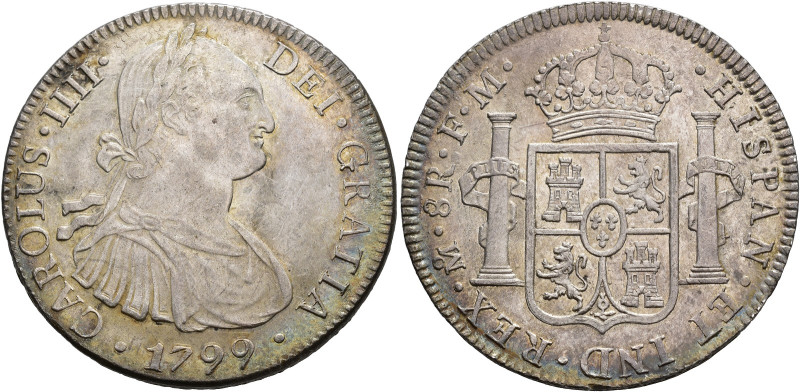 CARLOS IV. 8 reales. 1799. México. FM. AR 27,02 g. 40,1 mm. VI-795. EBC-/EBC+.