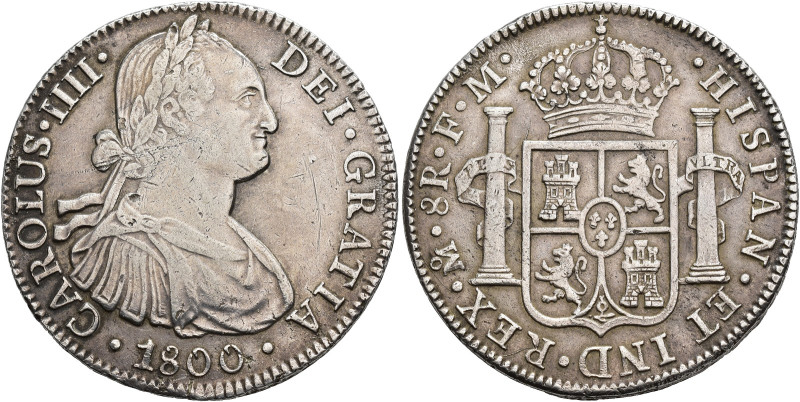 CARLOS IV. 8 reales. 1800. México. FM. AR 27,12 g. 39,2 mm. VI-796. Pequeñas mar...