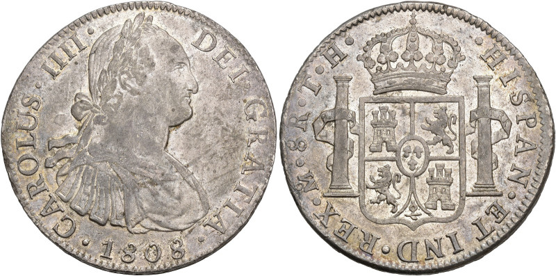 CARLOS IV. 8 reales. 1808. México. TH. AR 26,99 g. 39,8 mm. VI-807. Ligera pátin...