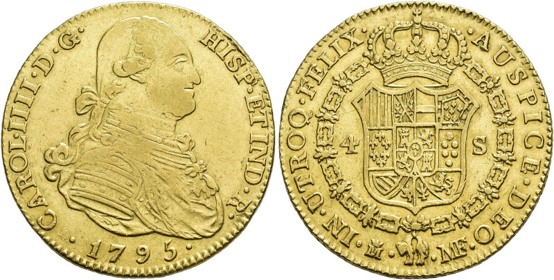 CARLOS IV. 4 escudos. 1795. Madrid. MF. AU 13,44 g. 28,6 mm. VI-1198. MBC.