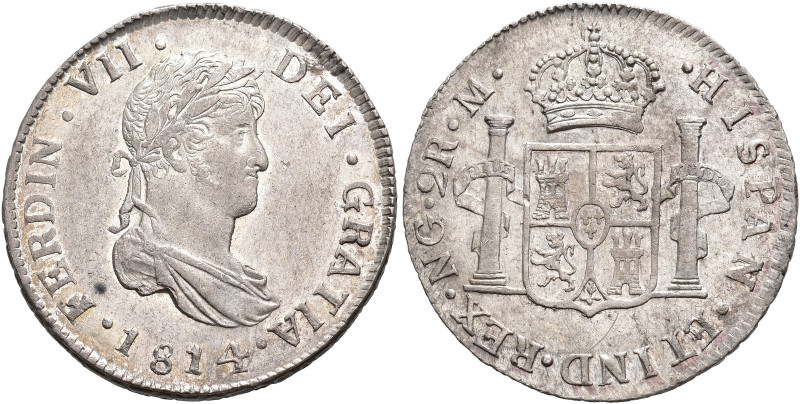 FERNANDO VII. 2 reales. 1814. Nueva Guatemala. M. AR 6,71 g. 27,1 mm. VI-656. B....