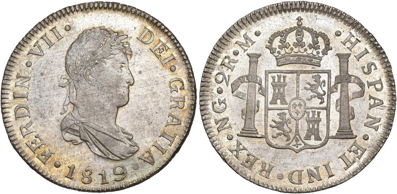 FERNANDO VII. 2 reales. 1819. Nueva Guatemala. M. AR 6,65 g. 27,8 mm. VI-661. Pl...