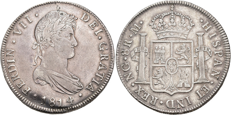 FERNANDO VII. 8 reales. 1814. Nueva Guatemala. M. AR 26,9 g. 39,7 mm. VI-1026. R...