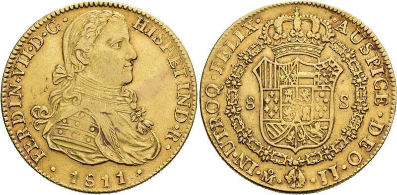 FERNANDO VII. 8 escudos. 1811. México. JJ. AU 26,95 g. 31,4 mm. VI-1485. MBC+.