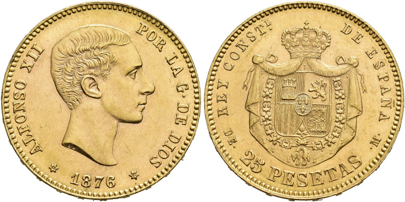 ALFONSO XII. 25 pesetas. 1876*18-76. Madrid. DEM. AU 8,1 g. 24 mm. VII-103. Míni...