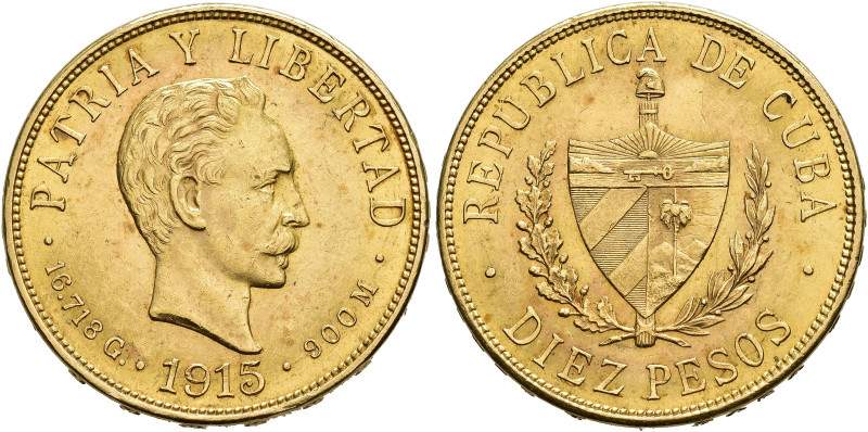 CUBA. 10 pesos. 1915. AU 16,71 g. 26,8 mm. KM-20; Fr-3. EBC-/EBC.