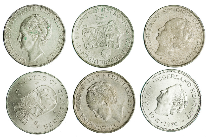 HOLANDA. Lote de 17 monedas: 15 de 2 1/2 Gulden y 2 de 10 Gulden -1930, 31, 32 (...