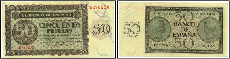 BILLETES. BANCO DE ESPAÑA. 50 pesetas, 21 de noviembre de 1936. Burgos, serie L....