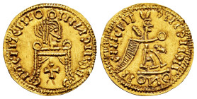 Leovigildus (569-586). Tremissis. ¿Toledo?. (Tomasini-604 similar). (Chaves-Unlisted). Anv.: IИCIIICIIIOOIIIИϽIIIϽИ. Diademed bust with mantle and cro...