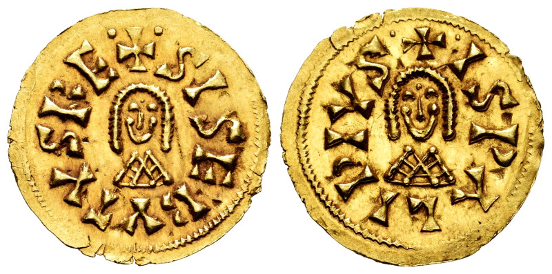 Sisebuto (612-621). Tremissis. Ispali (Sevilla). (Cnv-219.26). (R. Pliego-275d)....