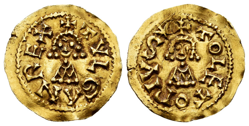 Tulga (639-642). Tremissis. Toleto (Toledo). (Cnv-396.1). (R. Pliego-512a). Anv....