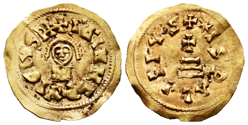 Ervigius (680-687). Tremissis. Ispali (Sevilla). (Cnv-493). (R. Pliego-649a). An...