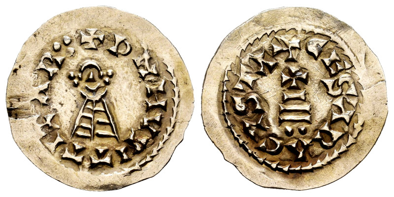 Witiza (698-710). Tremissis. Caesaraugusta (Zaragoza). (Cnv-626.12). (R. Pliego-...