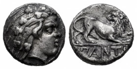 Cimmerian Bosporos. Pantikapaion. Hemidrachm. 370-355 BC. (Hgc-7,68). (MacDonald-45). Anv.: Head of a young satyr with animal ears to right, wearing i...