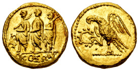 Thrace. Koson. Stater. 44-42 BC. (RPC-I 1701A). (Bmc-2). (Hgc-3.2,2.49). Anv.: Roman consul (L. Junius Brutus?) walking to left, accompanied by two li...