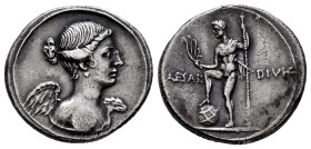 Augustus. Denarius. 32-29 BC. Uncertain Southern Italian mint. (Ffc-44). (Ric-256). (Rsc-60). Anv.: Winged bust of Victory right. Rev.: CAESAR - DIVI....
