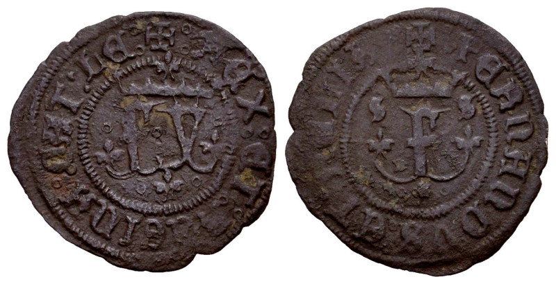 Catholic Kings (1474-1504). 1 maravedi. Sevilla. Struck for Santo Domingo. (Cal-...