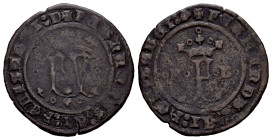 Catholic Kings (1474-1504). 2 maravedis. Burgos. Struck for Santo Domingo. (Cal-70). Anv.: FY crowned. + FERNANDVS : ET : HELISABET : D. Rev.: Crowned...
