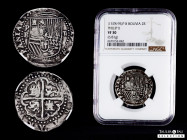 Philip II (1556-1598). 2 reales. ND (1578-1595). Potosi. B. (Cal-370). Ag. 6,81 g. A good sample. Slabbed by NGC as VF 30. This coin is exempt from an...