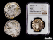 Philip II (1556-1598). 4 reales. 1595. Segovia. I. (Cal-548). (Jarabo-Sanahuja-A278). Ag. 13,65 g. Date with two digits to the right of shield. Delica...