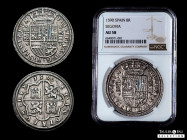 Philip II (1556-1598). 8 reales. 1590. Segovia. (Cal-703). (Jarabo-Sanahuja-A444, plate coin). Ag. 27,10 g. Aqueduct with 2 rows of 4 arches. Crown be...