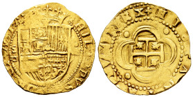 Philip II (1556-1598). 4 escudos. ND (1566-1587). Sevilla. (Cal-887). (Tauler-11). Au. 13,42 g. Shield between S/d square and value IIII. Most of the ...