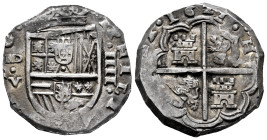 Philip III (1598-1621). 4 reales. 1621. Madrid. V. (Cal-740). (Jarabo-Sanahuja-B158). Ag. 13,59 g. Mintmark MD. Full date. Sharply struck. Rare, even ...