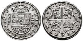 Philip III (1598-1621). 4 reales. 1621. Segovia. A. (Cal-797). (Jarabo-Sanahuja-B297). Ag. 13,25 g. Scarce, even more in this grade. XF. Est...1000,00...