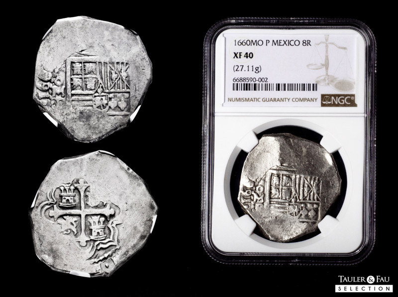 Philip IV (1621-1665). 8 reales. 1660. Mexico. P. (Cal-1367). Ag. 27,11 g. Full ...