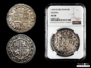 Philip IV (1621-1665). 8 reales. 1659/32. Segovia. BR/I. (Cal-1594). (Jarabo-Sanahuja-C385). Ag. 27,27 g. Overdate and assayer rectified. Aqueduct wit...