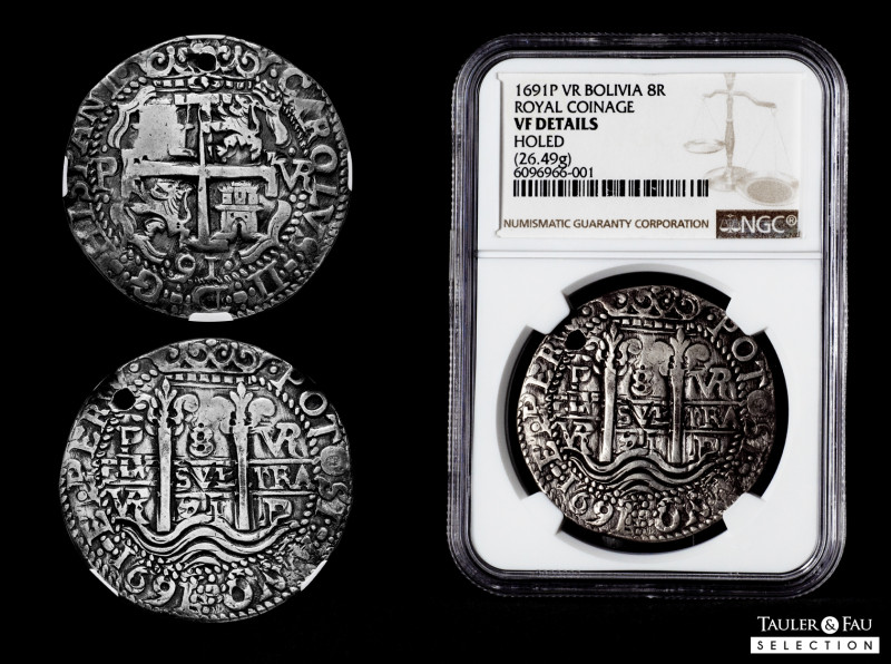 Charles II (1665-1700). 8 reales. 1691. Potosi. VR. (Cal-687). (Lazaro-229, R3)....