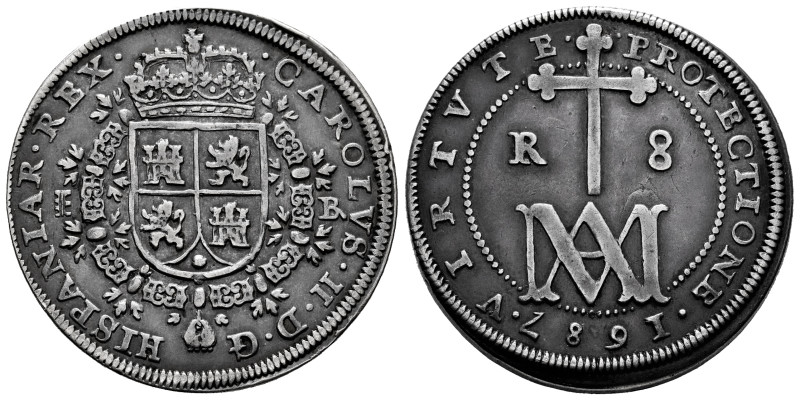 Charles II (1665-1700). 8 reales. 1687. Segovia. BR (Bernardo Pedrera). (Cal-774...