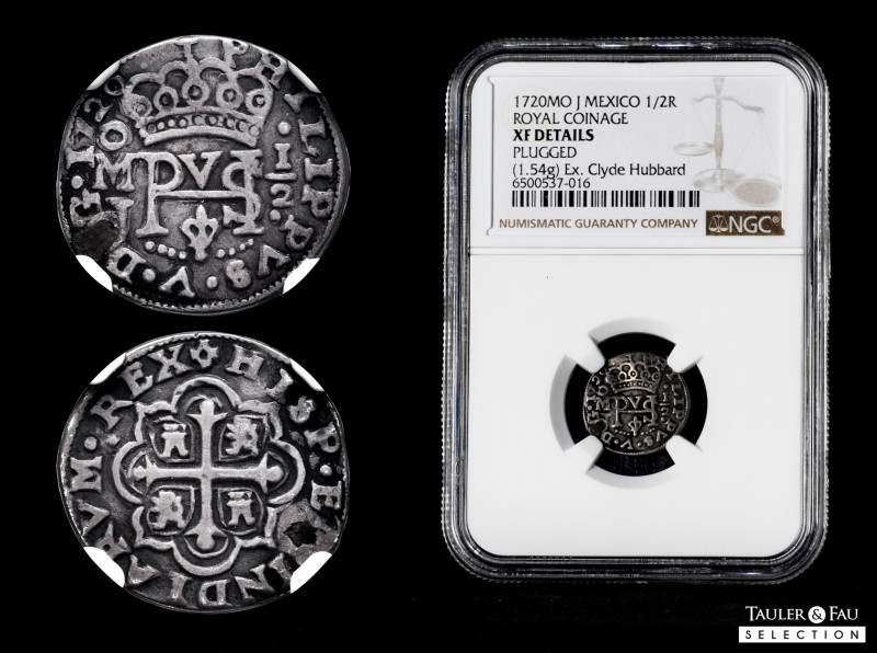 Philip V (1700-1746). 1/2 real. 1720. Mexico. J. (Cal-198). (Km-R24, unlisted da...