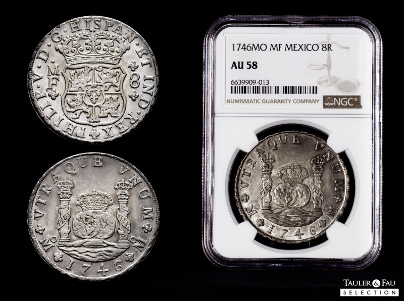 Philip V (1700-1746). 8 reales. 1746. Mexico. MF. (Cal-1470). Ag. With some orig...