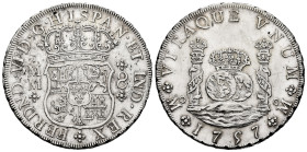 Ferdinand VI (1746-1759). 8 reales. 1757. Mexico. MM. (Cal-493). Ag. 27,12 g. Some original luster remaining. A good sample. Scarce in this grade. AU....