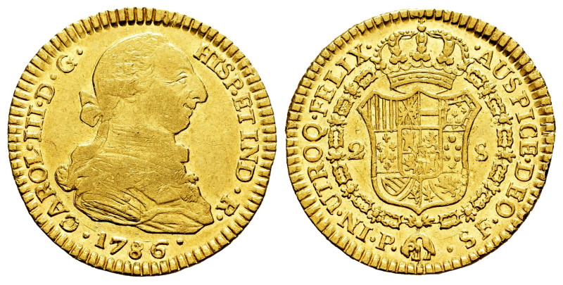 Charles III (1759-1788). 2 escudos. 1786. Popayan. SF. (Cal-1651). (Restrepo-62-...