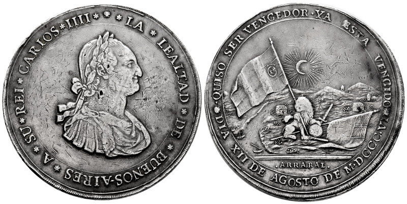 Charles IV (1788-1808). Medal. 1806. Buenos Aires. (Fonrobert-10060). Anv.: Laur...