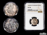 Charles IV (1788-1808). 1 real. 1800. Mexico. FM. (Cal-442). Ag. Soft patina. Some original luster. Very attractive. Slabbed by NGC as AU 58. Est...32...
