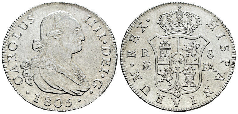 Charles IV (1788-1808). 8 reales. 1805. Madrid. FA. (Cal-943). Ag. 26,96 g. Orig...