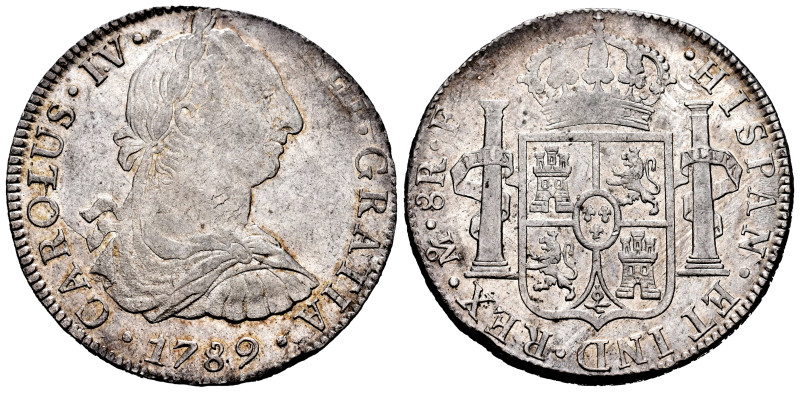 Charles IV (1788-1808). 8 reales. 1789. Mexico. FM. (Cal-950). Ag. 26,92 g. Bust...