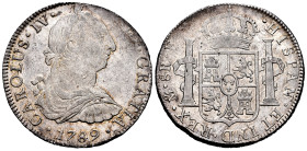 Charles IV (1788-1808). 8 reales. 1789. Mexico. FM. (Cal-950). Ag. 26,92 g. Bust of Charles III and Ordinal IV. Delicate patina. Original luster. Attr...