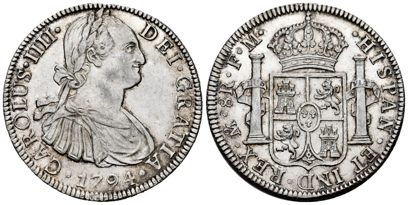 Charles IV (1788-1808). 8 reales. 1794. Mexico. FM. (Cal-956). Ag. 27,00 g. Mini...