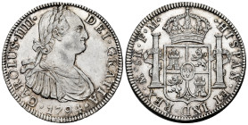 Charles IV (1788-1808). 8 reales. 1794. Mexico. FM. (Cal-956). Ag. 27,00 g. Minimal hairlines. Plenty of original luster. Small planchet flaw on rever...